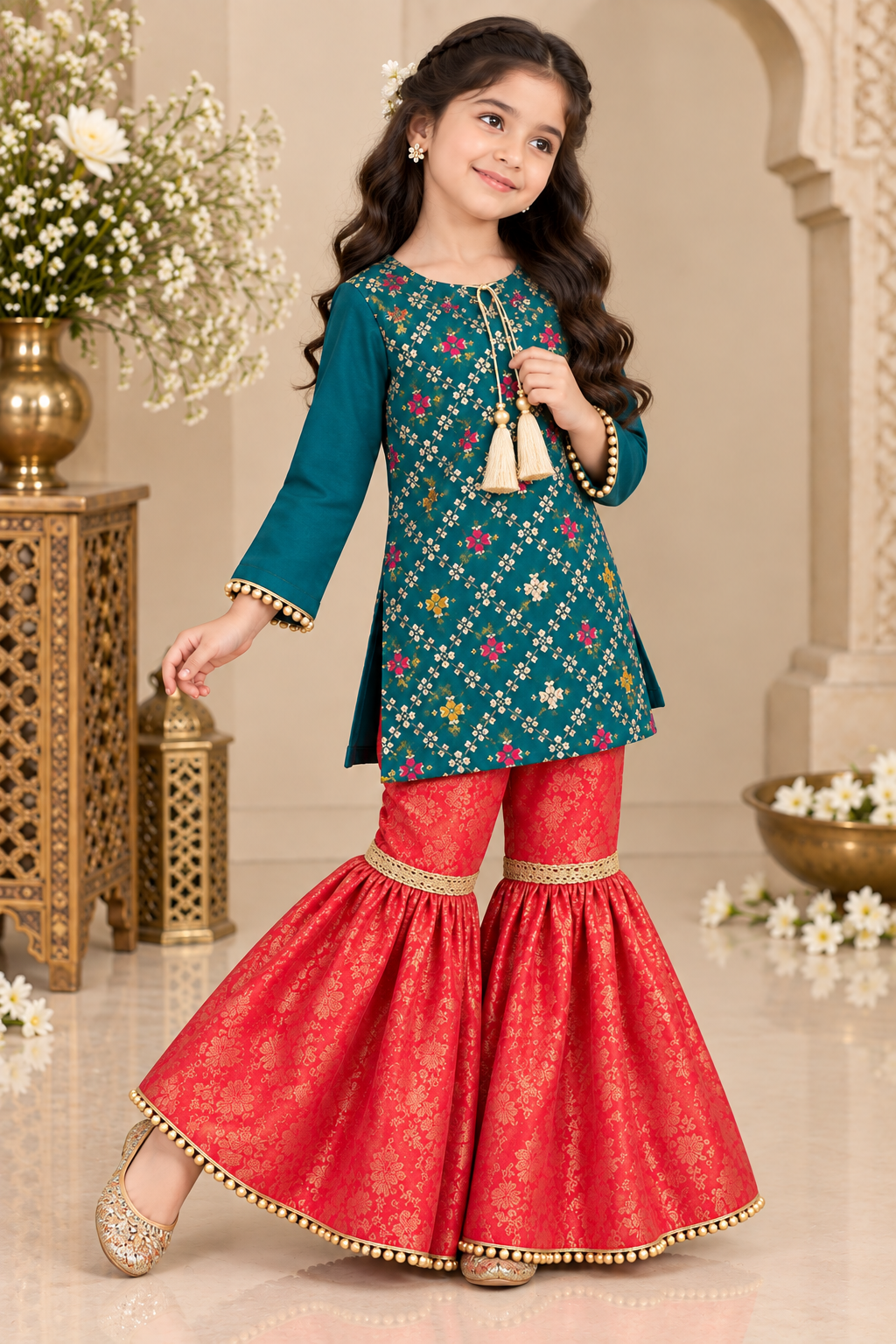 MULTI EMBROIDERY GHARARA SET