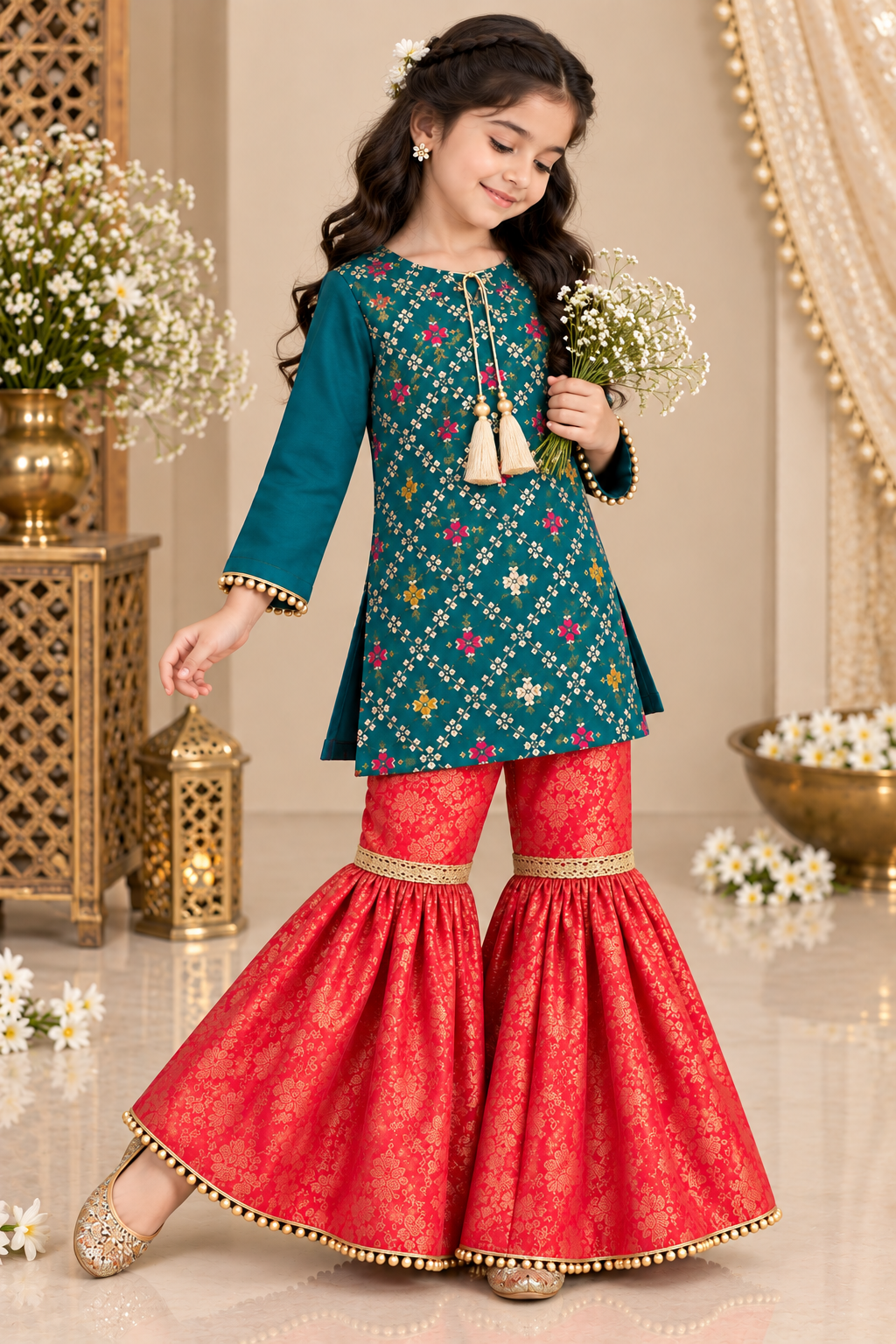 MULTI EMBROIDERY GHARARA SET