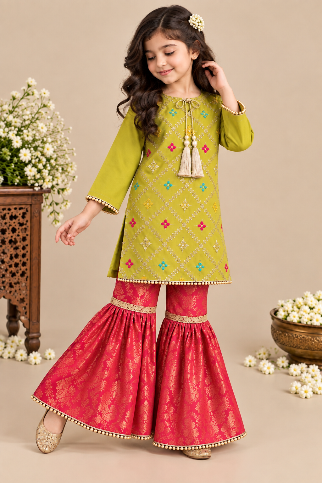 MULTI EMBROIDERY GHARARA SET