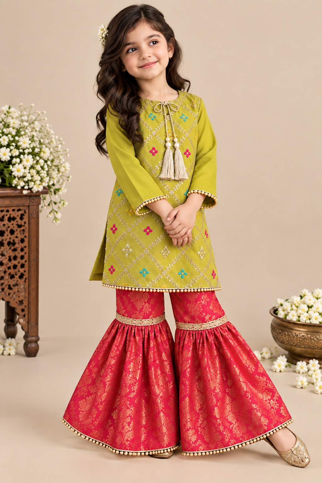 MULTI EMBROIDERY GHARARA SET