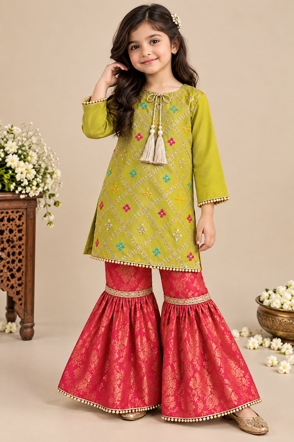 MULTI EMBROIDERY GHARARA SET