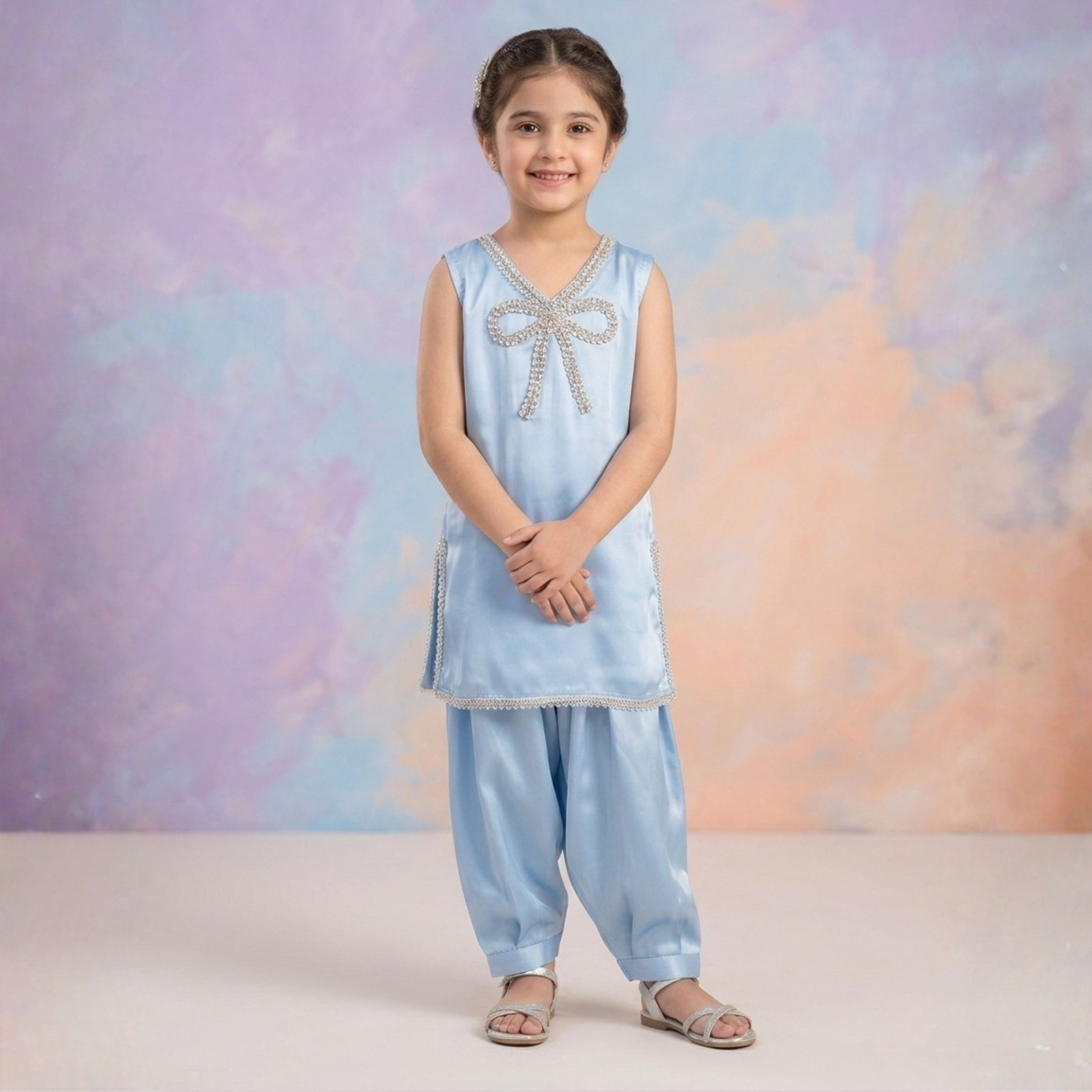Shimmering Bow Silk Co-Ord
