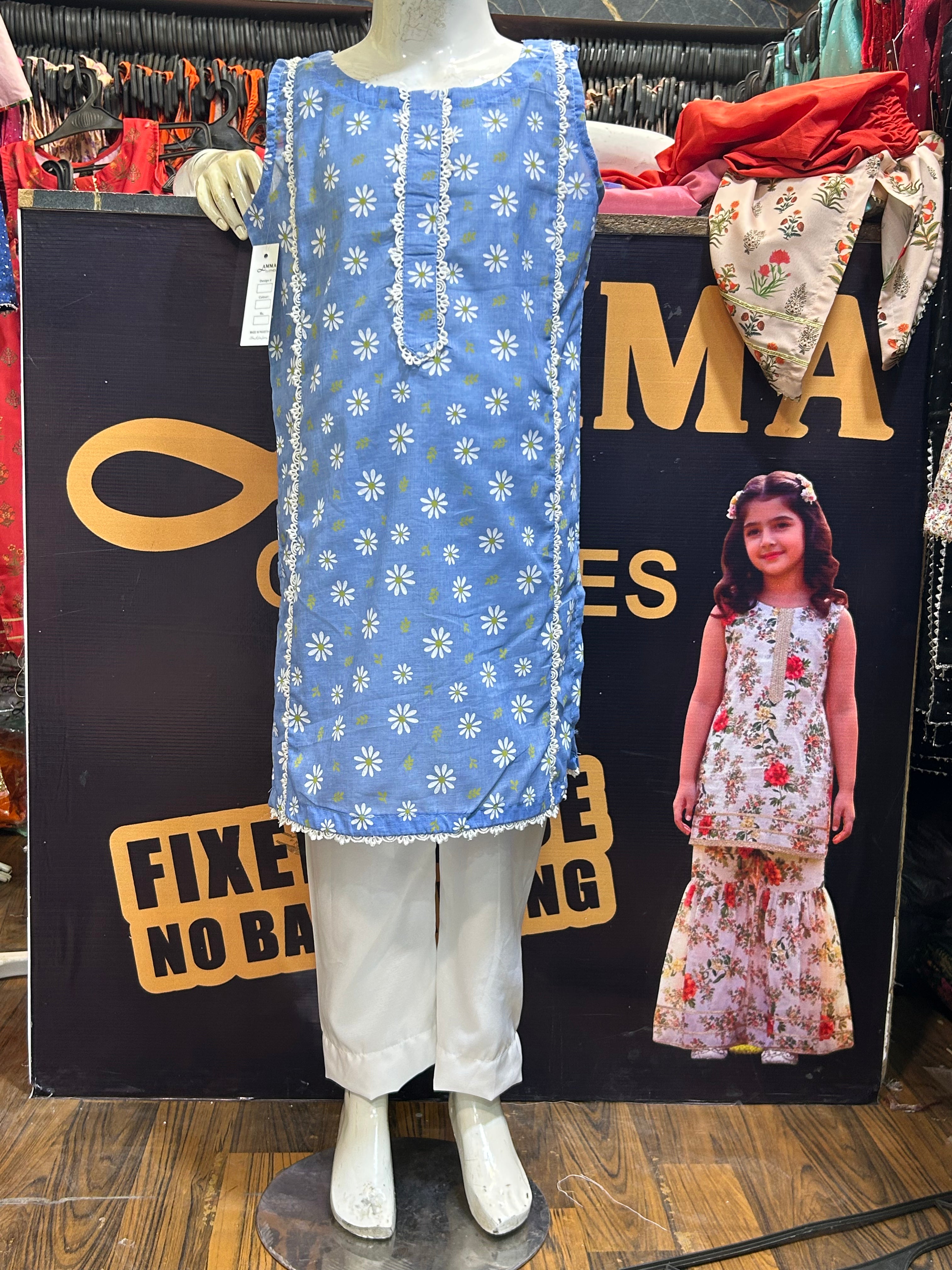 CHARMING BLUE DAISY LAWN SUIT